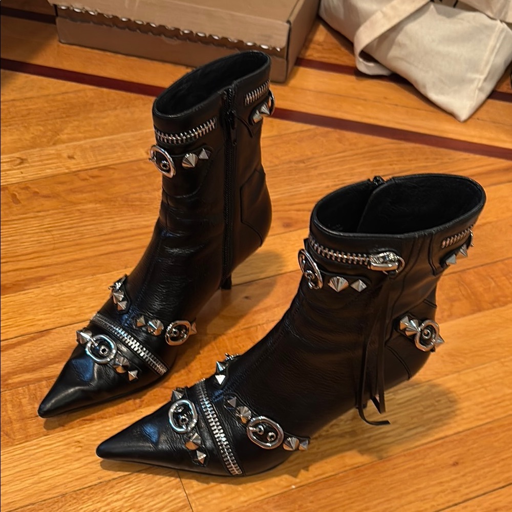 Jeffrey Campbell Black Studded Ankle Boots